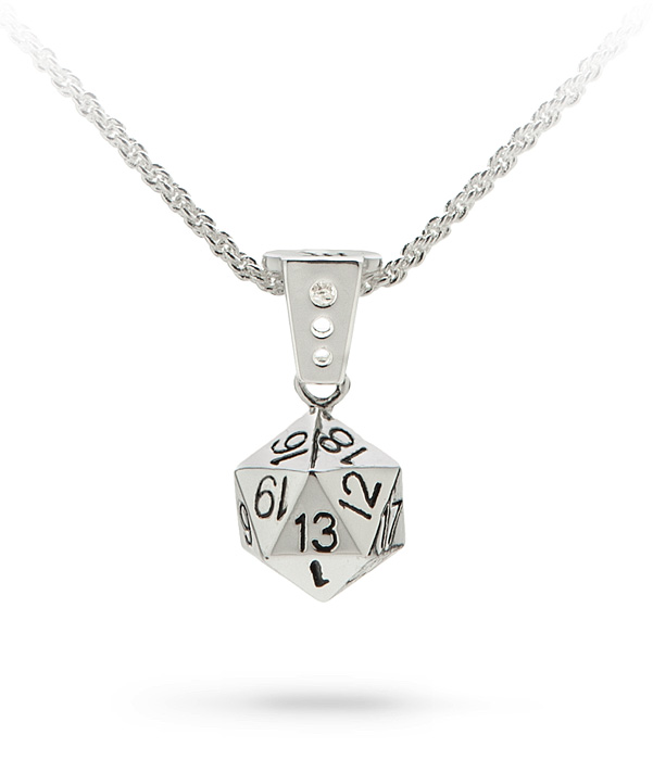 20 sided dice stainless steel necklace