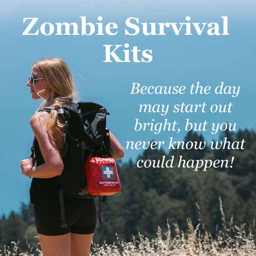 Survive the Zombie Apocalypse with these how to survive the Zombie Apocalypse books and survival kits.