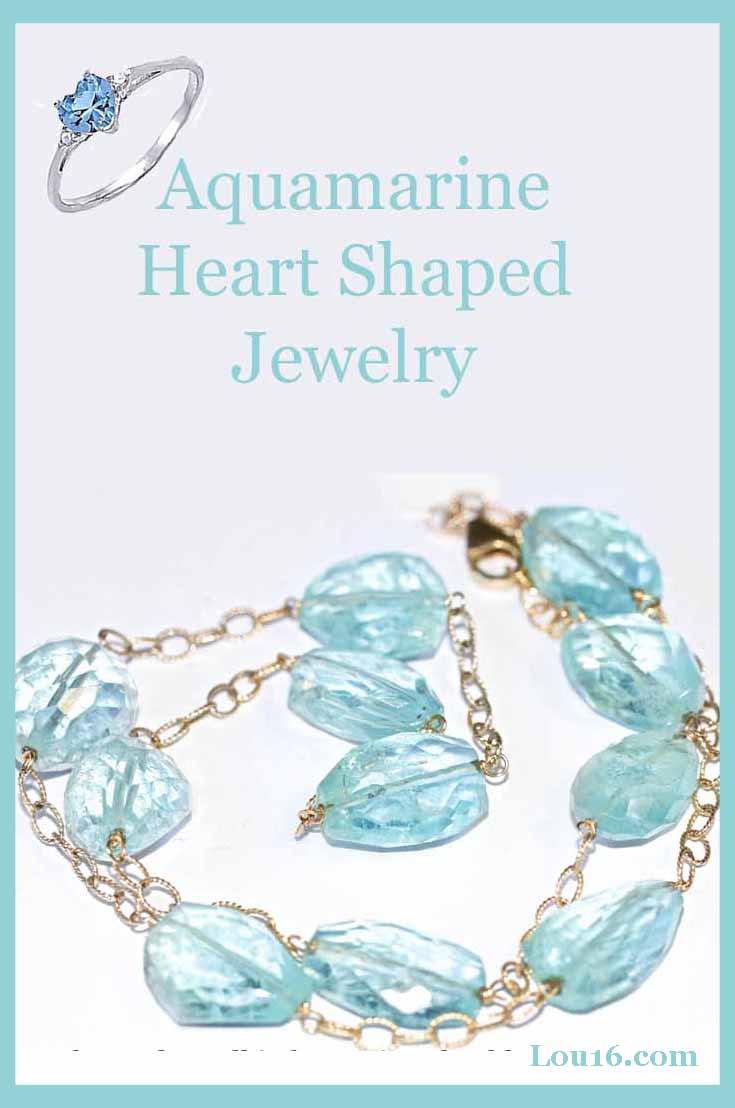 aquamarine heart shaped jewelry birthstone for March